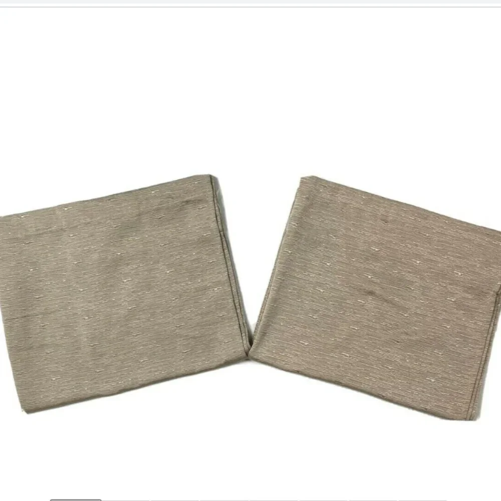 2 Textured Curtains Drapes Panels Beige Taupe